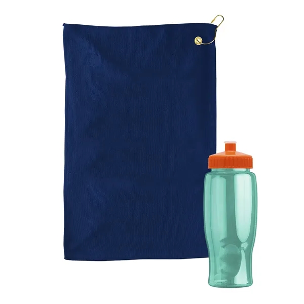 27 oz. Poly-pure transparent bottle with microfiber golf towel. Towel is... from ASI 40480 Koozie Group