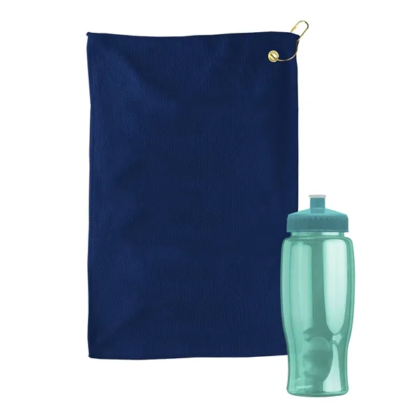27 oz. Poly-pure transparent bottle with microfiber golf towel. Towel is... from ASI 40480 Koozie Group