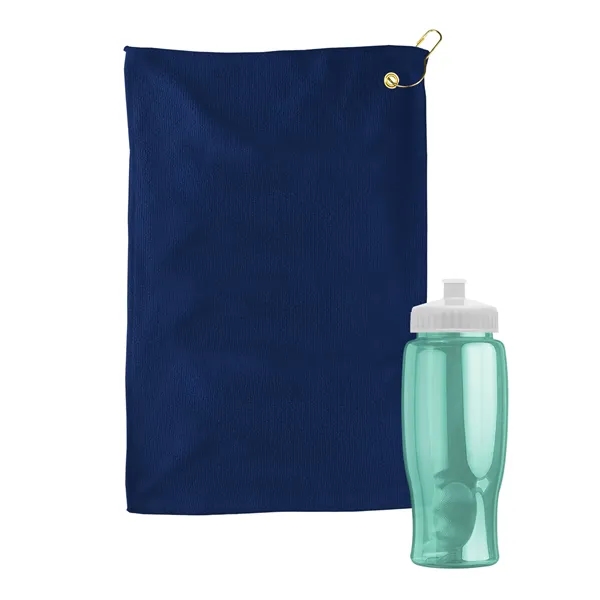 27 oz. Poly-pure transparent bottle with microfiber golf towel. Towel is... from ASI 40480 Koozie Group