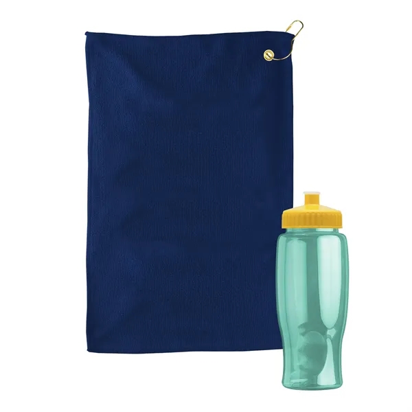 27 oz. Poly-pure transparent bottle with microfiber golf towel. Towel is... from ASI 40480 Koozie Group