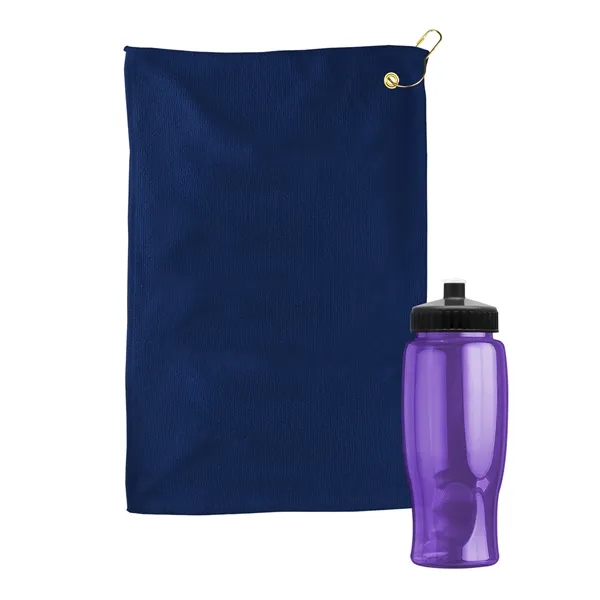 27 oz. Poly-pure transparent bottle with microfiber golf towel. Towel is... from ASI 40480 Koozie Group