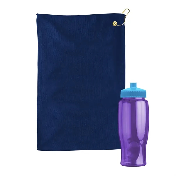 27 oz. Poly-pure transparent bottle with microfiber golf towel. Towel is... from ASI 40480 Koozie Group