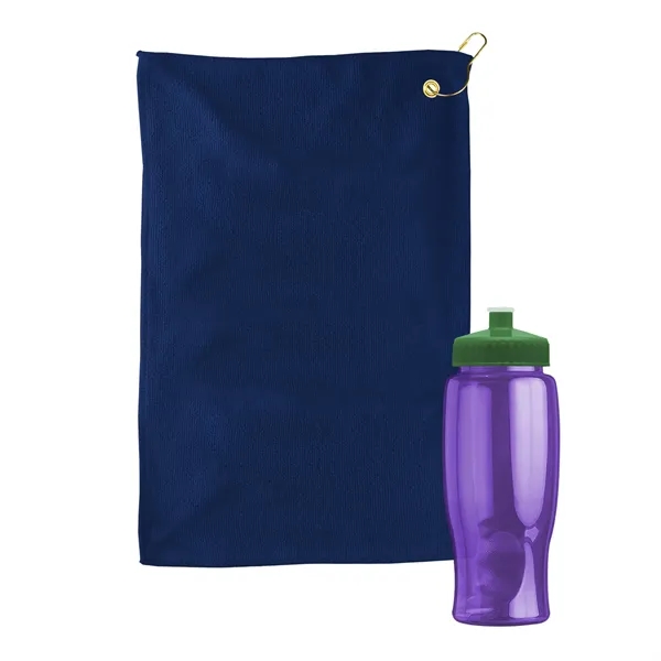 27 oz. Poly-pure transparent bottle with microfiber golf towel. Towel is... from ASI 40480 Koozie Group