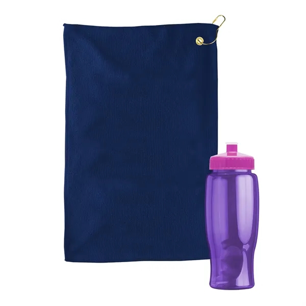 27 oz. Poly-pure transparent bottle with microfiber golf towel. Towel is... from ASI 40480 Koozie Group