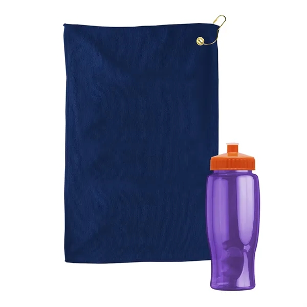 27 oz. Poly-pure transparent bottle with microfiber golf towel. Towel is... from ASI 40480 Koozie Group