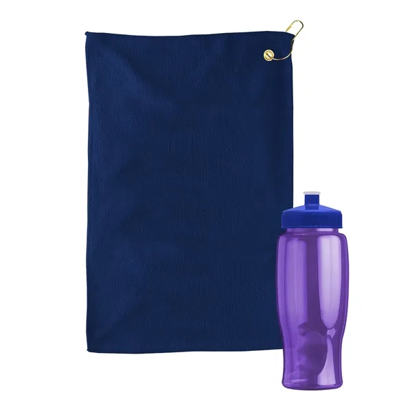 27 oz. Poly-pure transparent bottle with microfiber golf towel. Towel is... from ASI 40480 Koozie Group