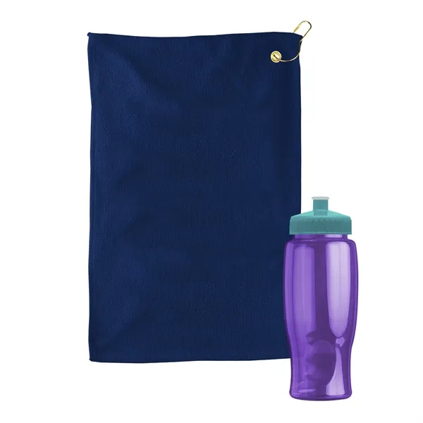 27 oz. Poly-pure transparent bottle with microfiber golf towel. Towel is... from ASI 40480 Koozie Group
