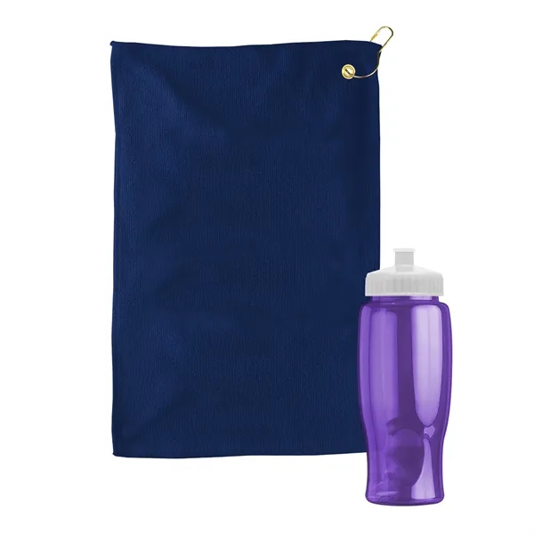 27 oz. Poly-pure transparent bottle with microfiber golf towel. Towel is... from ASI 40480 Koozie Group