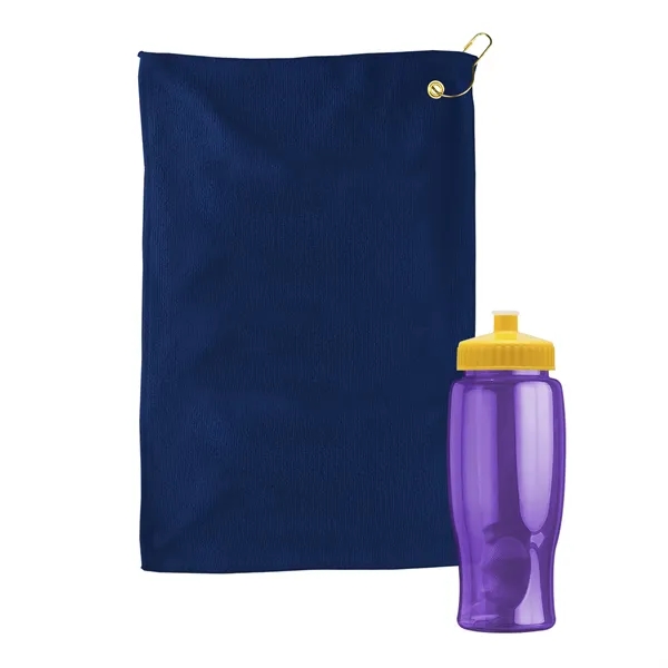 27 oz. Poly-pure transparent bottle with microfiber golf towel. Towel is... from ASI 40480 Koozie Group