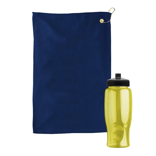 27 oz. Poly-pure transparent bottle with microfiber golf towel. Towel is... from ASI 40480 Koozie Group