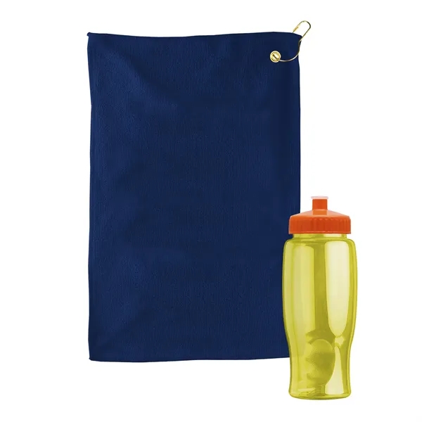 27 oz. Poly-pure transparent bottle with microfiber golf towel. Towel is... from ASI 40480 Koozie Group