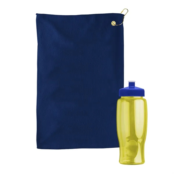 27 oz. Poly-pure transparent bottle with microfiber golf towel. Towel is... from ASI 40480 Koozie Group