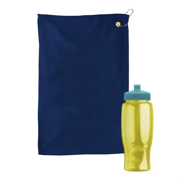 27 oz. Poly-pure transparent bottle with microfiber golf towel. Towel is... from ASI 40480 Koozie Group