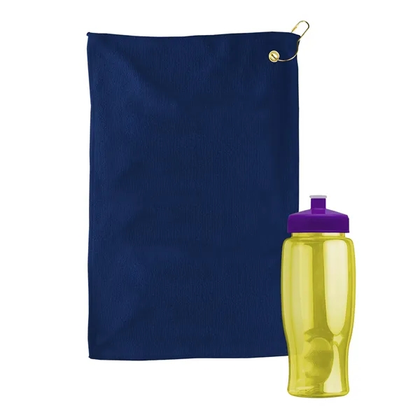 27 oz. Poly-pure transparent bottle with microfiber golf towel. Towel is... from ASI 40480 Koozie Group