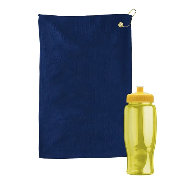 27 oz. Poly-pure transparent bottle with microfiber golf towel. Towel is... from ASI 40480 Koozie Group