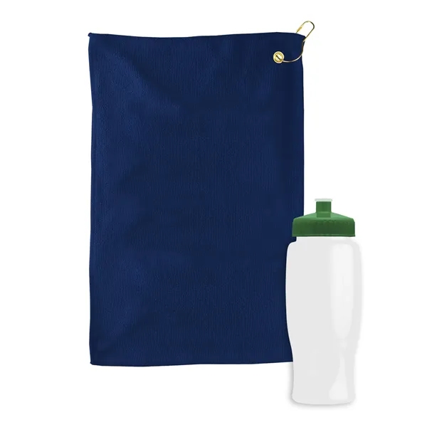 27 oz. Poly-pure transparent bottle with microfiber golf towel. Towel is... from ASI 40480 Koozie Group