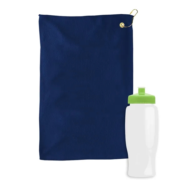 27 oz. Poly-pure transparent bottle with microfiber golf towel. Towel is... from ASI 40480 Koozie Group