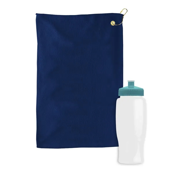 27 oz. Poly-pure transparent bottle with microfiber golf towel. Towel is... from ASI 40480 Koozie Group