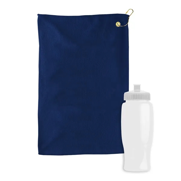 27 oz. Poly-pure transparent bottle with microfiber golf towel. Towel is... from ASI 40480 Koozie Group