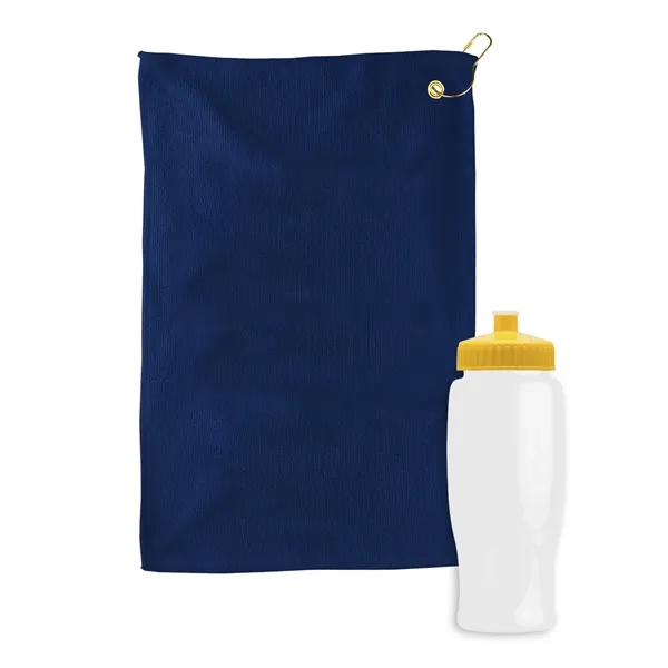 27 oz. Poly-pure transparent bottle with microfiber golf towel. Towel is... from ASI 40480 Koozie Group