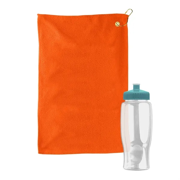27 oz. Poly-pure transparent bottle with microfiber golf towel. Towel is... from ASI 40480 Koozie Group
