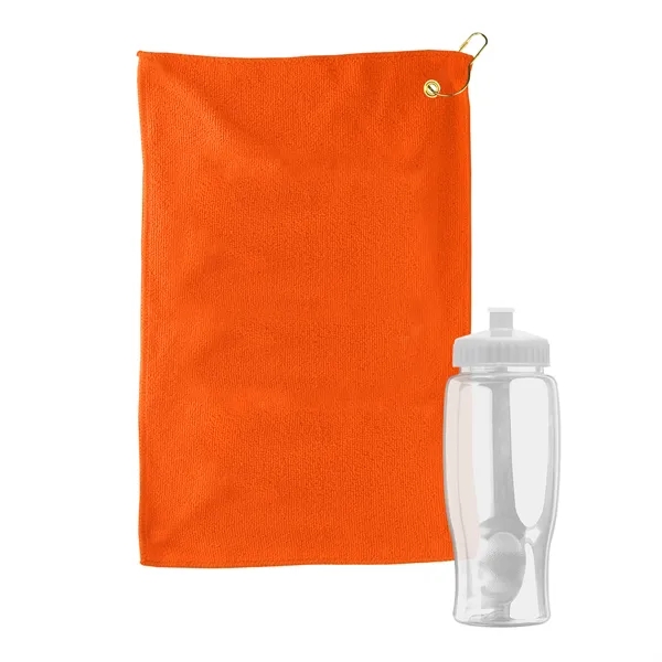 27 oz. Poly-pure transparent bottle with microfiber golf towel. Towel is... from ASI 40480 Koozie Group