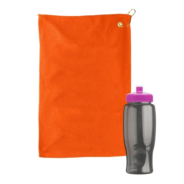 27 oz. Poly-pure transparent bottle with microfiber golf towel. Towel is... from ASI 40480 Koozie Group