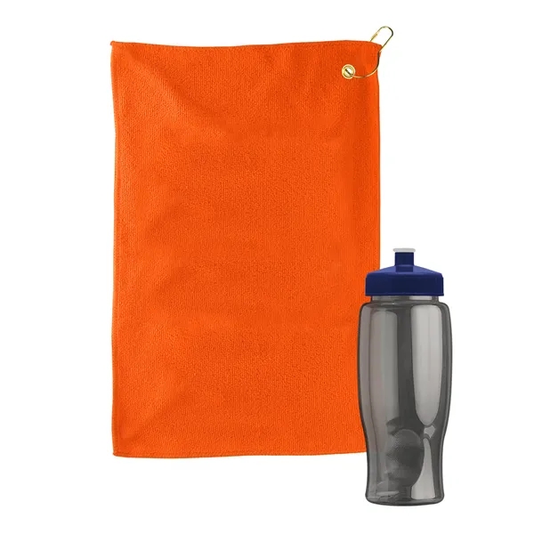 27 oz. Poly-pure transparent bottle with microfiber golf towel. Towel is... from ASI 40480 Koozie Group