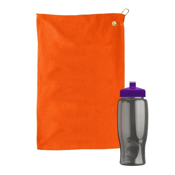 27 oz. Poly-pure transparent bottle with microfiber golf towel. Towel is... from ASI 40480 Koozie Group