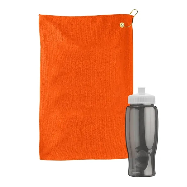 27 oz. Poly-pure transparent bottle with microfiber golf towel. Towel is... from ASI 40480 Koozie Group