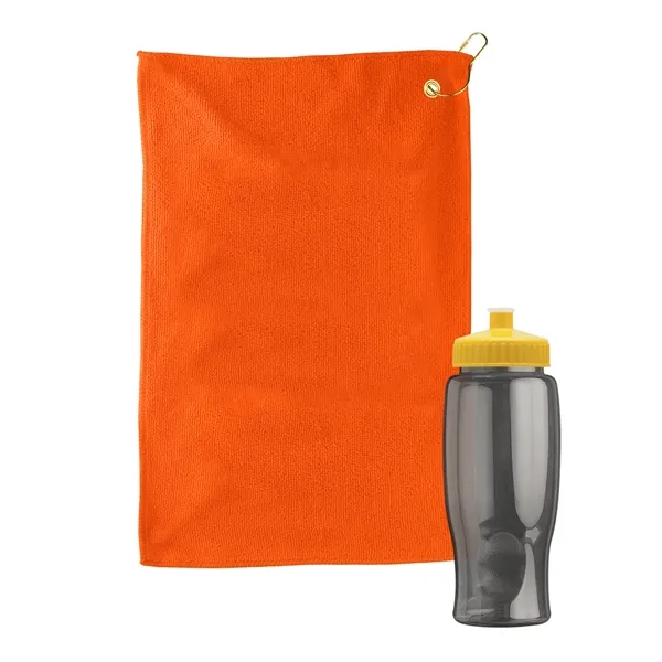27 oz. Poly-pure transparent bottle with microfiber golf towel. Towel is... from ASI 40480 Koozie Group
