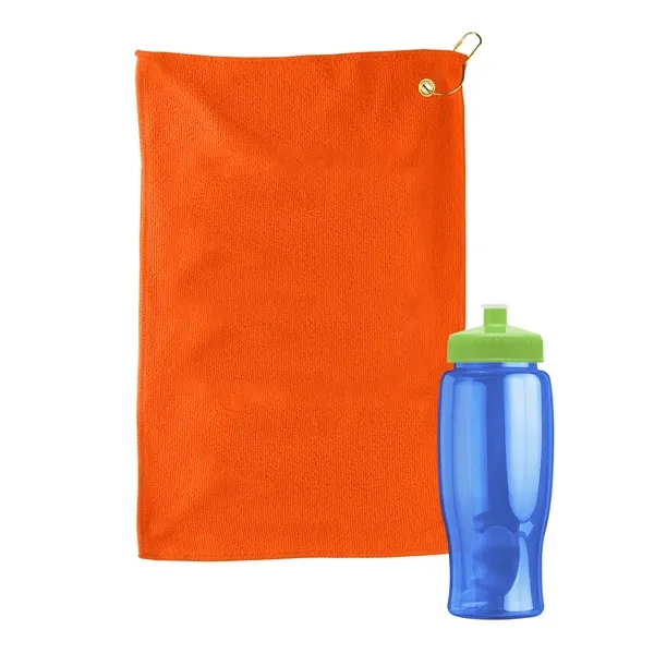 27 oz. Poly-pure transparent bottle with microfiber golf towel. Towel is... from ASI 40480 Koozie Group