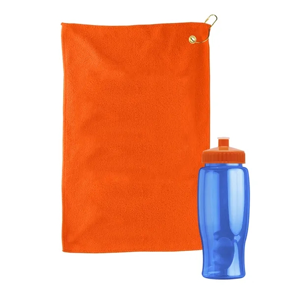 27 oz. Poly-pure transparent bottle with microfiber golf towel. Towel is... from ASI 40480 Koozie Group