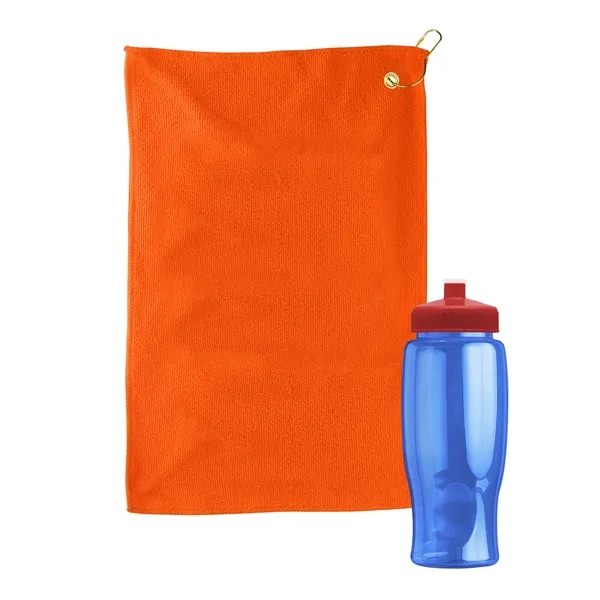 27 oz. Poly-pure transparent bottle with microfiber golf towel. Towel is... from ASI 40480 Koozie Group