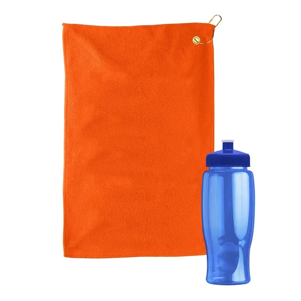 27 oz. Poly-pure transparent bottle with microfiber golf towel. Towel is... from ASI 40480 Koozie Group