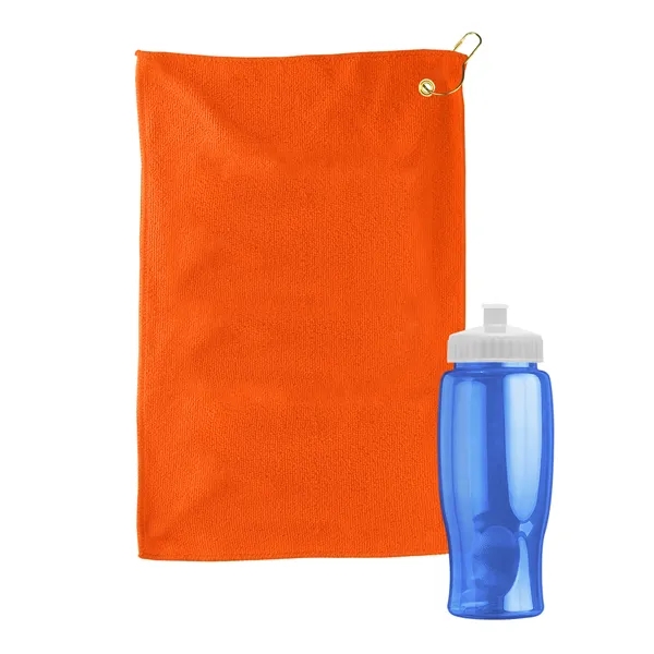 27 oz. Poly-pure transparent bottle with microfiber golf towel. Towel is... from ASI 40480 Koozie Group