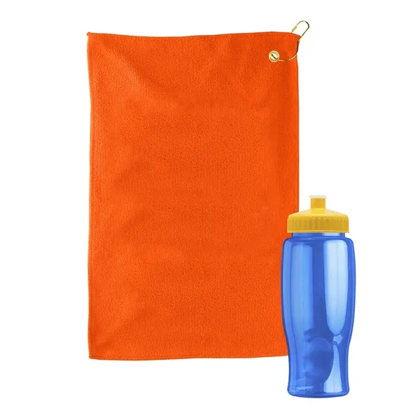 27 oz. Poly-pure transparent bottle with microfiber golf towel. Towel is... from ASI 40480 Koozie Group