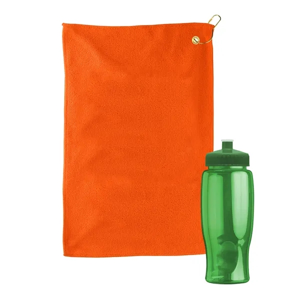 27 oz. Poly-pure transparent bottle with microfiber golf towel. Towel is... from ASI 40480 Koozie Group