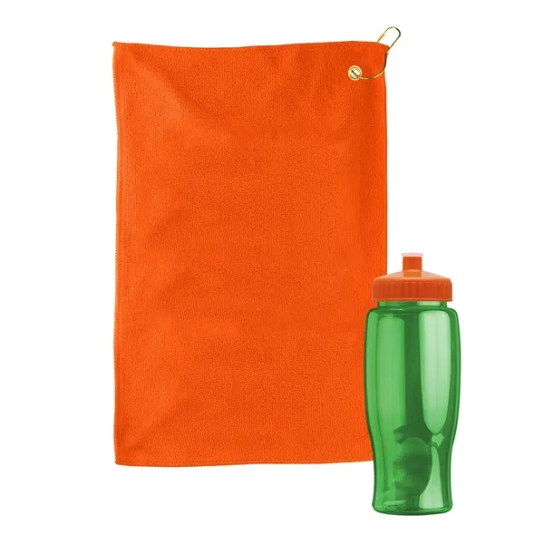 27 oz. Poly-pure transparent bottle with microfiber golf towel. Towel is... from ASI 40480 Koozie Group