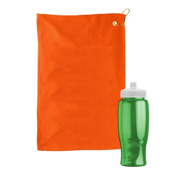 27 oz. Poly-pure transparent bottle with microfiber golf towel. Towel is... from ASI 40480 Koozie Group