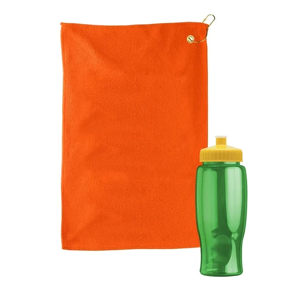 27 oz. Poly-pure transparent bottle with microfiber golf towel. Towel is... from ASI 40480 Koozie Group