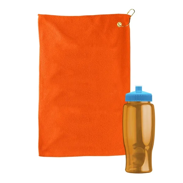 27 oz. Poly-pure transparent bottle with microfiber golf towel. Towel is... from ASI 40480 Koozie Group