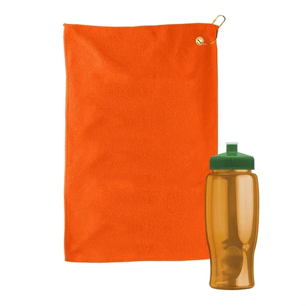 27 oz. Poly-pure transparent bottle with microfiber golf towel. Towel is... from ASI 40480 Koozie Group