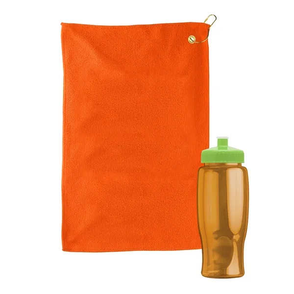 27 oz. Poly-pure transparent bottle with microfiber golf towel. Towel is... from ASI 40480 Koozie Group