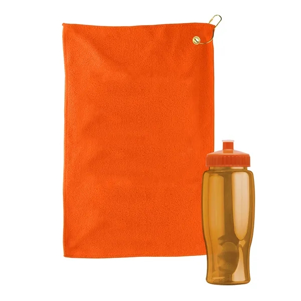 27 oz. Poly-pure transparent bottle with microfiber golf towel. Towel is... from ASI 40480 Koozie Group