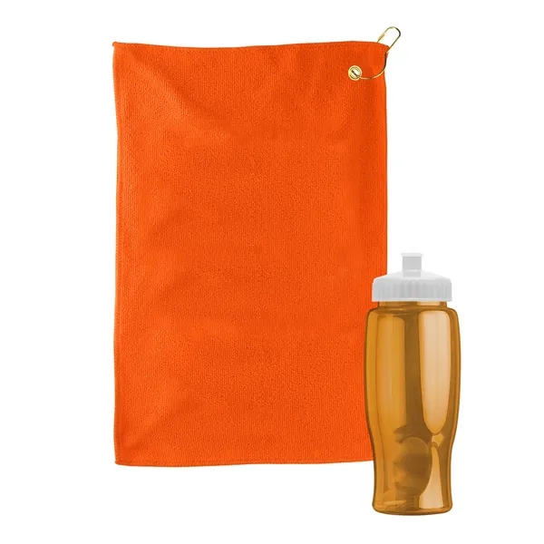 27 oz. Poly-pure transparent bottle with microfiber golf towel. Towel is... from ASI 40480 Koozie Group