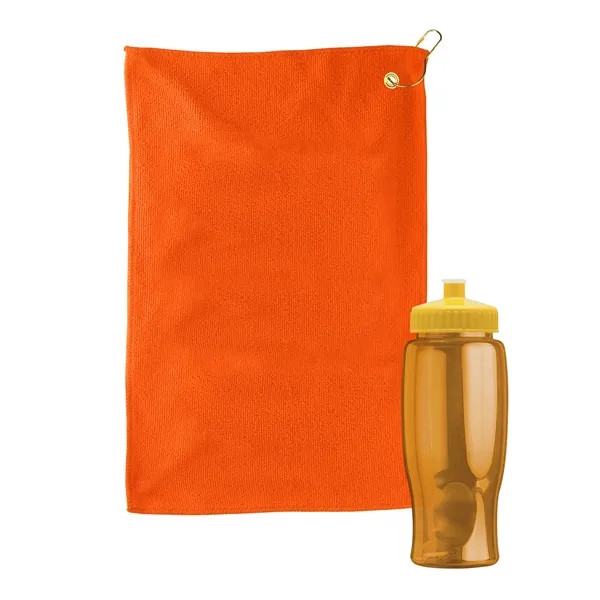 27 oz. Poly-pure transparent bottle with microfiber golf towel. Towel is... from ASI 40480 Koozie Group
