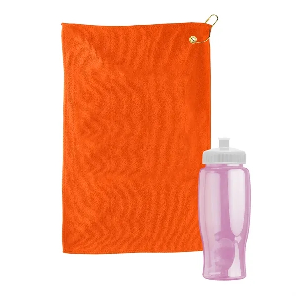 27 oz. Poly-pure transparent bottle with microfiber golf towel. Towel is... from ASI 40480 Koozie Group