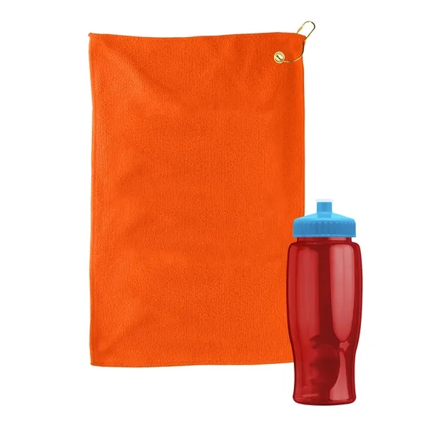 27 oz. Poly-pure transparent bottle with microfiber golf towel. Towel is... from ASI 40480 Koozie Group