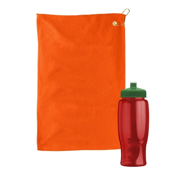 27 oz. Poly-pure transparent bottle with microfiber golf towel. Towel is... from ASI 40480 Koozie Group